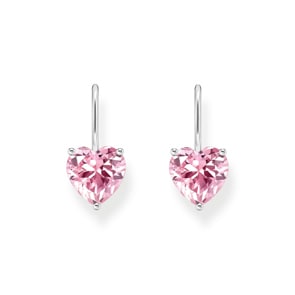Thomas Sabo Basics Ohrhänger mit pinkfarbenem Zirkonia-Herz Silber