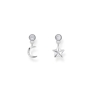 Thomas Sabo Basics Ohrstecker mit Mond- und Stern-Anhänger und weissen Steinen Silber