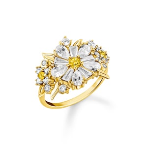 Thomas Sabo Blooming Skies Bague de cocktail fleur Lovely Daisy avec pierres dorées