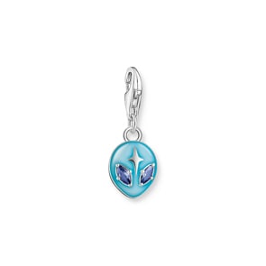 Thomas Sabo Charm pendant Alien with blue Cold enamel and stones silver