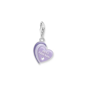 Thomas Sabo Charm pendant best Friends with violet Cold enamel silver blackened