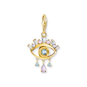 Thomas Sabo Pendentif Charm œil bleu plaqué or