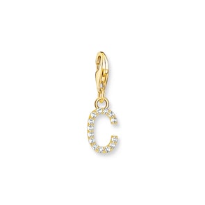 Thomas Sabo Pendentif Charm lettre C avec pierres blanches plaqué or