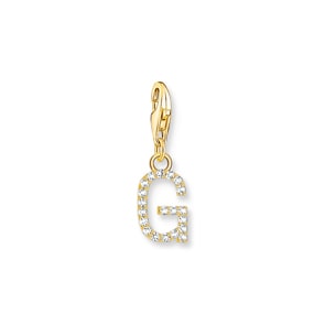 Thomas Sabo Pendentif Charm lettre G avec pierres blanches plaqué or