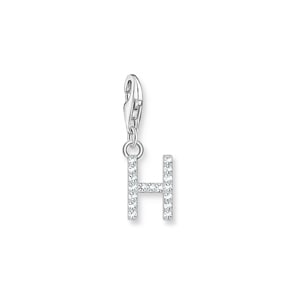 Thomas Sabo Charm pendant letter h with white stones silver