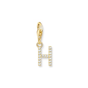 Thomas Sabo Charm-Anhänger Buchstabe H mit weissen Steinen vergoldet