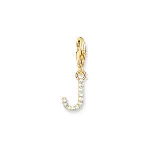 Thomas Sabo Charm pendant letter J with white stones gold plated