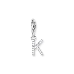 Thomas Sabo Charm-Anhänger Buchstabe K mit weissen Steinen Silber