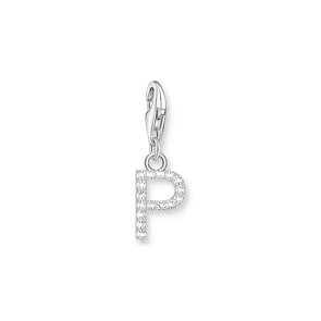 Thomas Sabo Charm-Anhänger Buchstabe P mit weissen Steinen Silber