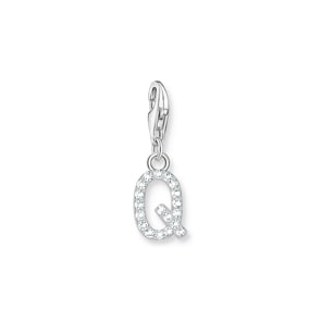 Thomas Sabo Charm-Anhänger Buchstabe Q mit weissen Steinen Silber
