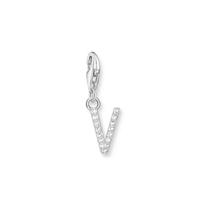 Thomas Sabo Charm-Anhänger Buchstabe V mit weissen Steinen Silber