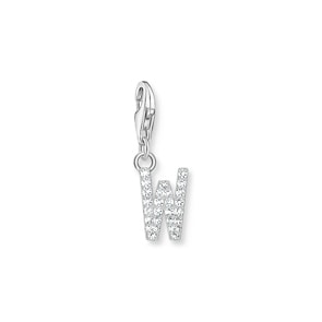 Thomas Sabo Charm-Anhänger Buchstabe W mit weissen Steinen Silber
