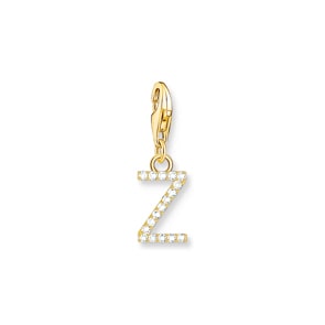 Thomas Sabo Pendentif Charm lettre Z avec pierres blanches plaqué or