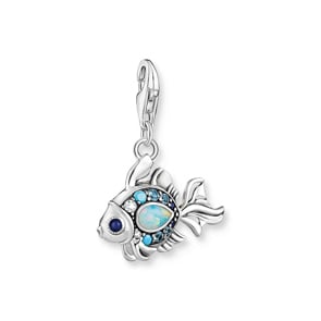 Thomas Sabo Pendentif Charm poisson avec pierres bleues argent
