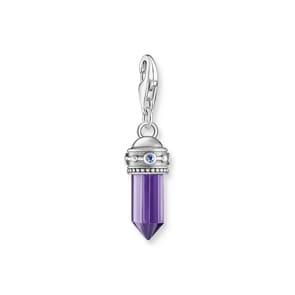 Thomas Sabo Pendentif Charm hexagone avec imitation améthyste en argent noirci