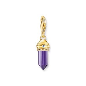Thomas Sabo Charm-Anhänger Hexagon mit imitiertem Amethyst vergoldet