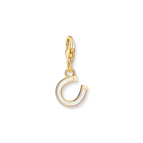 Thomas Sabo Charm pendant horseshoe with white cold enamel yellow-gold plated