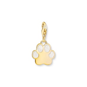 Thomas Sabo Charm-Anhänger Hundepfote mit weisser Kaltemaille vergoldet