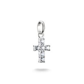 Thomas Sabo Charm-Anhänger Kreuz mit weissen Steinen Connect Silber