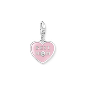 Thomas Sabo Pendentif Charm cœur rose avec Best Mom argent 925