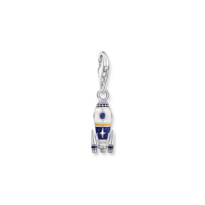 Thomas Sabo Charm-Anhänger Rakete mit bunter Kaltemaille Silber geschwärzt