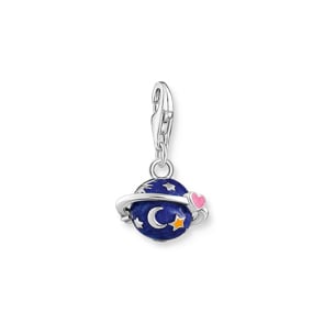 Thomas Sabo Pendentif Charm Saturne orné d’émail à froid bleu foncé et rouge en argent