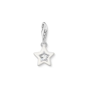 Thomas Sabo Pendentif Charm étoile avec pierres blanche et émail à froid blanc en argent