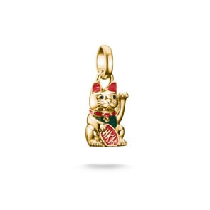 Thomas Sabo Charm-Anhänger Winkekatze bunt Connect vergoldet