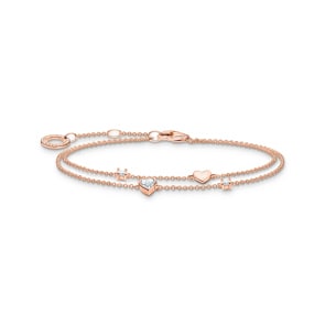 Thomas Sabo Charm Club Bracelet avec coeurs et pierres blanches or rose