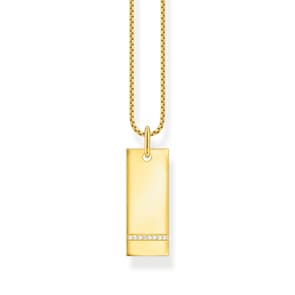 Thomas Sabo Charm Club Chaîne Tag avec pierres blanches or