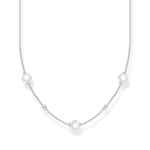 Thomas Sabo Chaîne perles avec pierres blanches argent