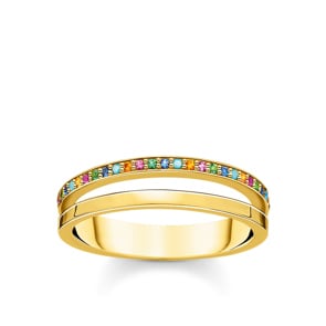 Thomas Sabo Charm Club  Bague pierres doubles de couleur or