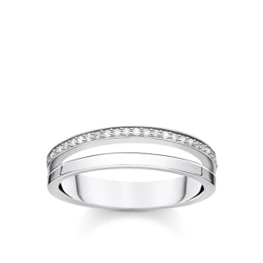 Thomas Sabo Charm Club Ring doppel weisse Steine silber
