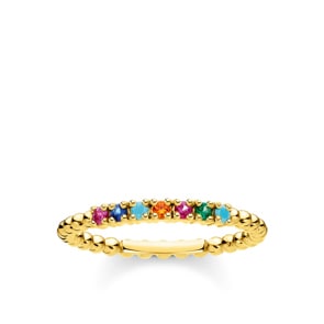 Thomas Sabo Charm Club Bague perles pierres multicolores or
