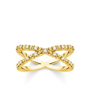 Thomas Sabo Charm Club Bague perles vec pierres blanches or