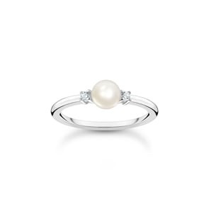 Thomas Sabo Charm Club Bague perle avec pierres blanches argent