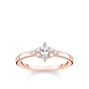 Thomas Sabo Charm Club Bague vintage blanche pierres or rose