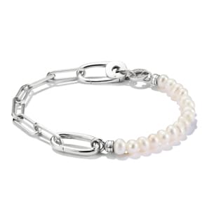 Thomas Sabo Connect Charm-Armband Paperclip und Perlen mit einem Connect Link Silber