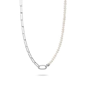 Thomas Sabo Connect Charm-Kette Paperclip und Perlen mit einem Connect Link Silber