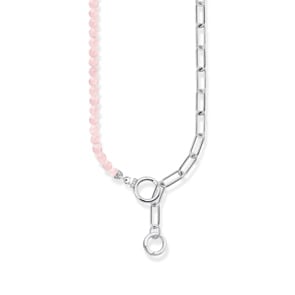 Thomas Sabo Cosmic Amulet Collier mit Gliederkettenelementen und rosa Beads Silber
