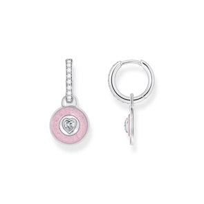 Thomas Sabo Cosmic Amulet Creolen mit Anhänger rosa und Zirkoniabesatz Silber
