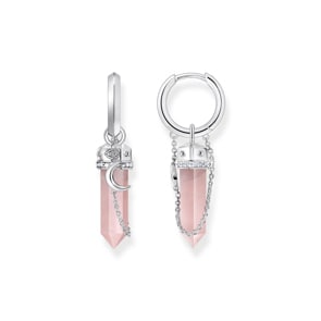 Thomas Sabo Cosmic Amulet Creolen mit rosa Kristall Anhänger und Symbolen Silber