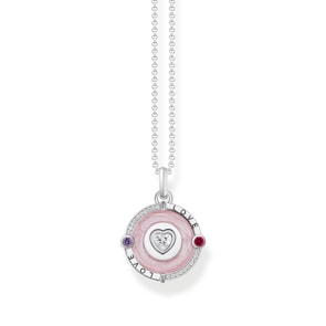 Thomas Sabo Cosmic Amulet Kette mit Anhänger rosa und herzförmigem Stein Silber
