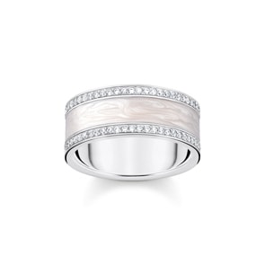 Thomas Sabo Cosmic Amulet Bague en argent blanche avec pierres