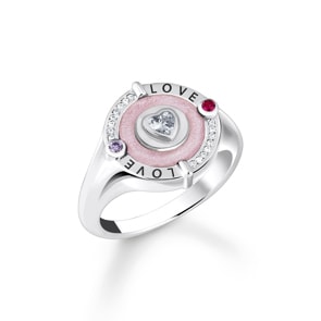 Thomas Sabo Cosmic Amulet Siegelring mit Herz und Steinen Silber