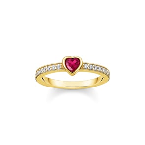 Thomas Sabo Cosmic Amulet Solitaire en argent avec pierre rouge taillée en cœur