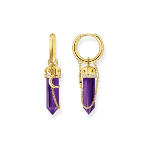 Thomas Sabo Cosmic Amulet Créoles à breloque imitation améthyste plaqué or