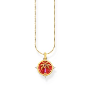 Thomas Sabo Festival Kette mit Palmen-Anhänger und bunten Steinen vergoldet