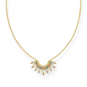 Thomas Sabo Festival Kette mit Sonnenstrahlen und bunten Steinen vergoldet