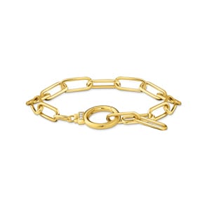 Thomas Sabo link bracelet with ring clasp and white stones gold plated
